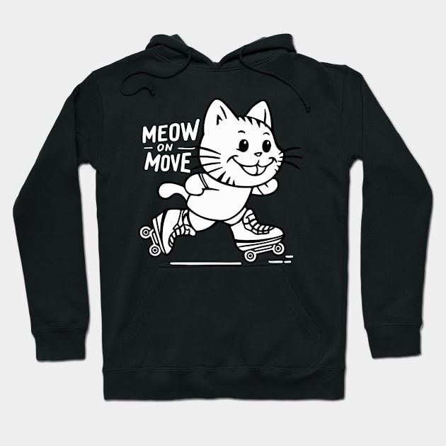 Cute Cat Rollerblading Summer Gift Hoodie by GrafiqueDynasty